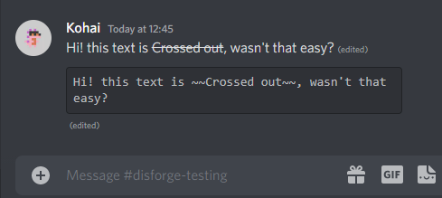 How to cross out text in Discord?
