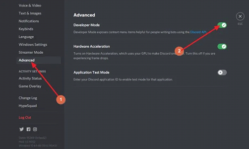 How to enable Discord developer mode